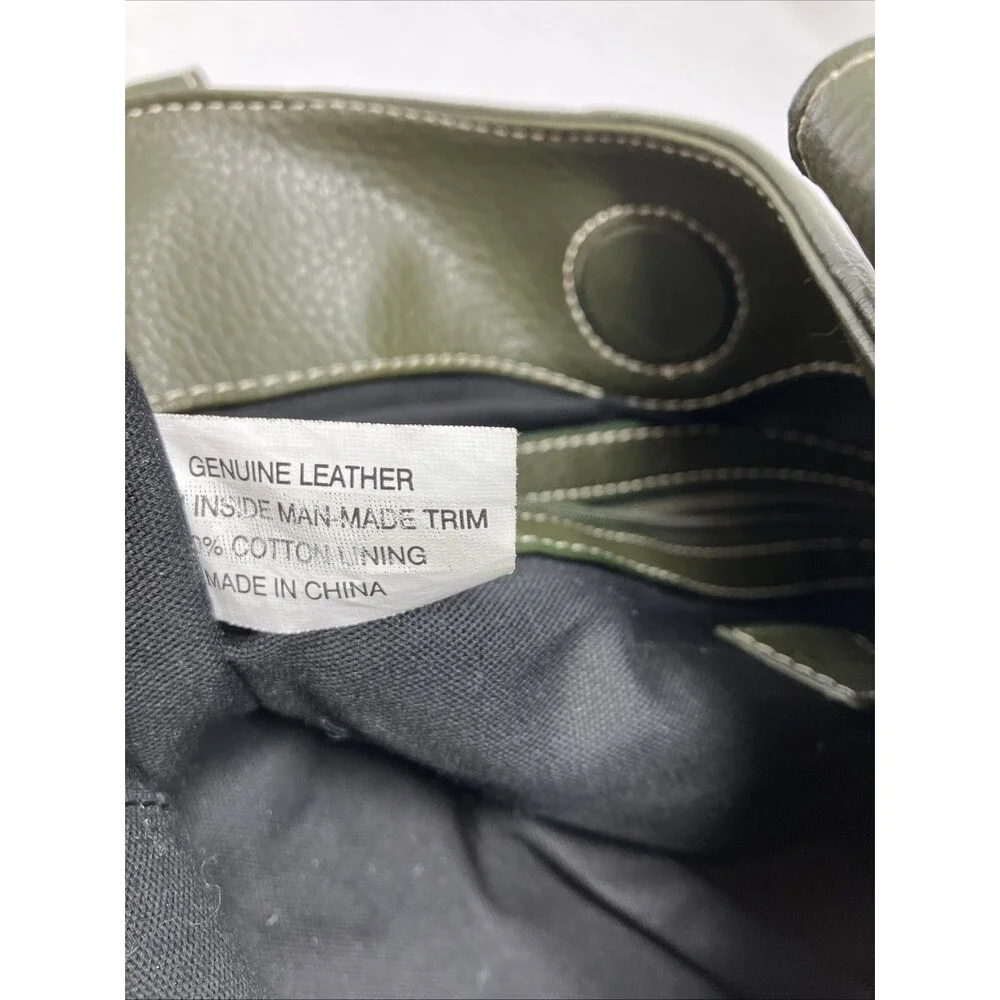 Tignanello LEATHER Handbag Purse Bag Green Pebbled Satchel Top Handles